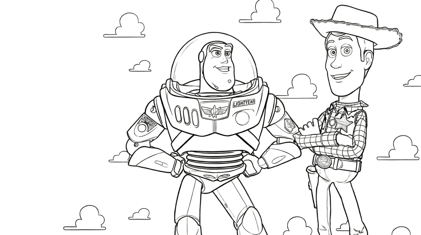 Buzz e Woody para colorir