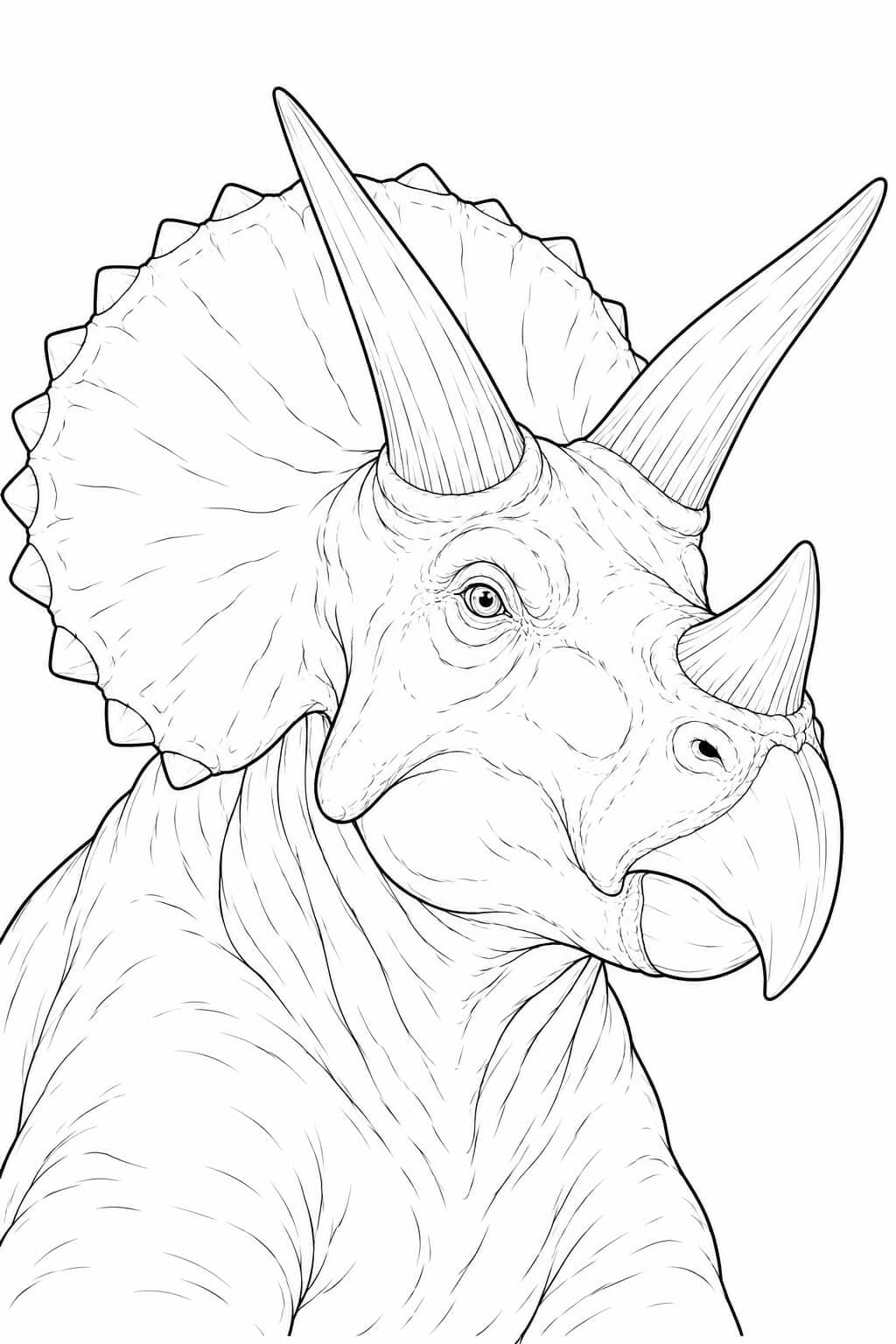 Retrato de tricerátops realista para colorir