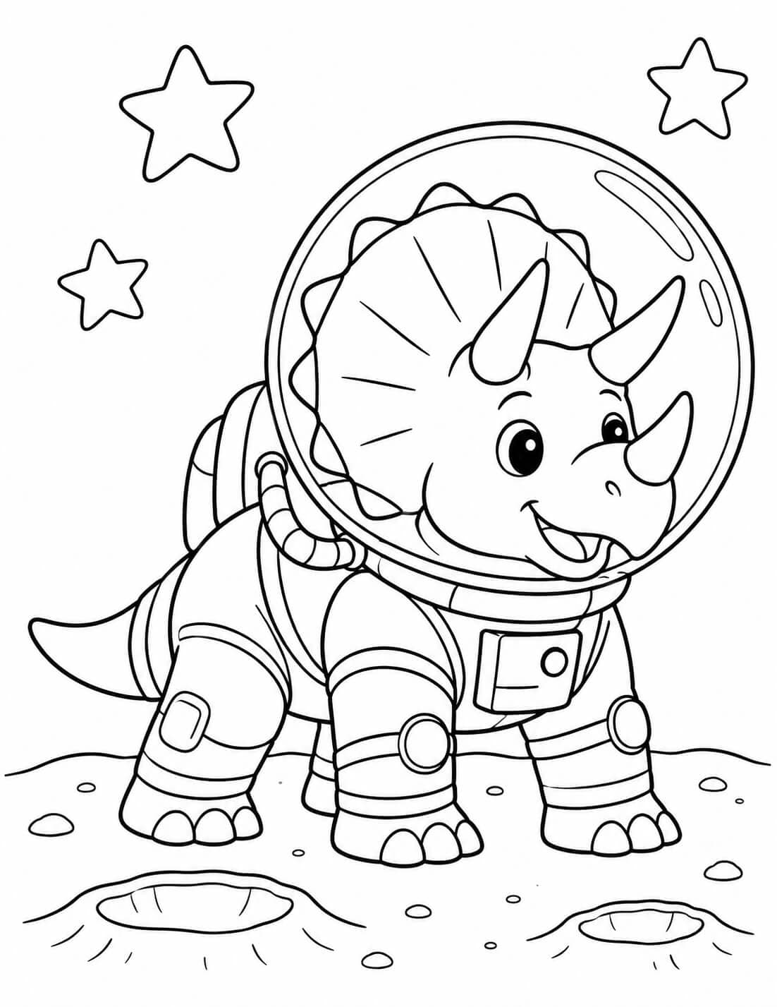 Tricerátops astronauta para colorir