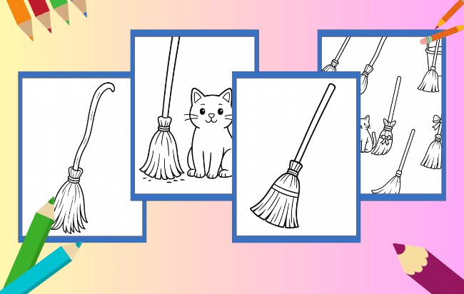 Desenhos de vassoura para colorir