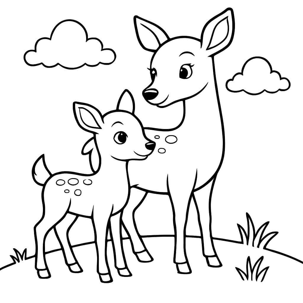 Família de veados para colorir
