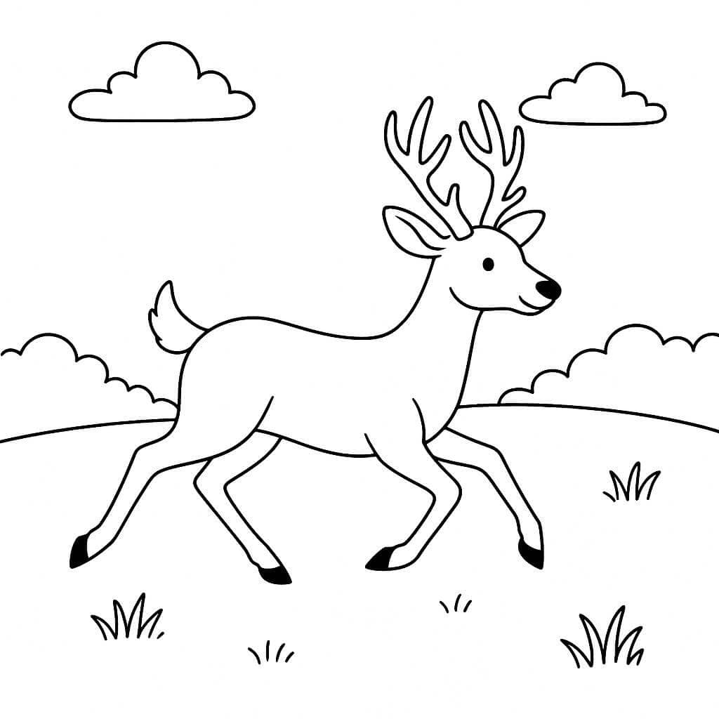 Veado correndo na campina para colorir