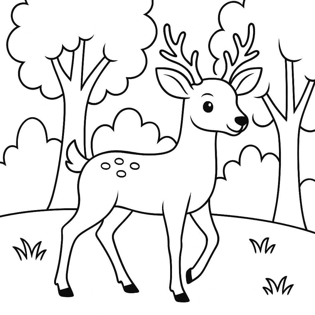 Veado na floresta para colorir