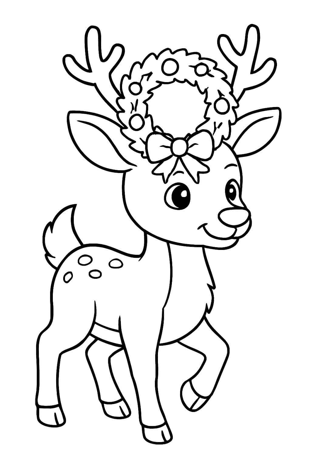 Veado natalino para colorir