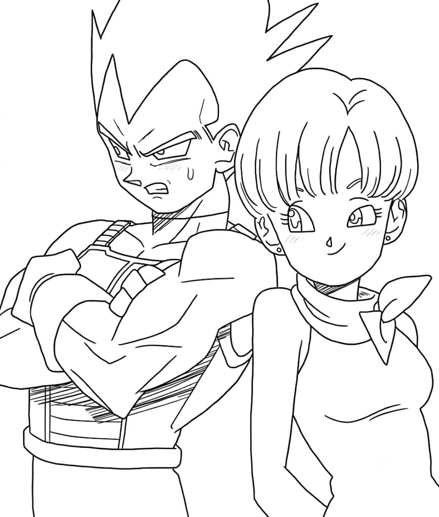 Vegeta e Bulma para colorir