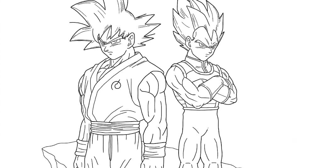 Vegeta e Goku para colorir