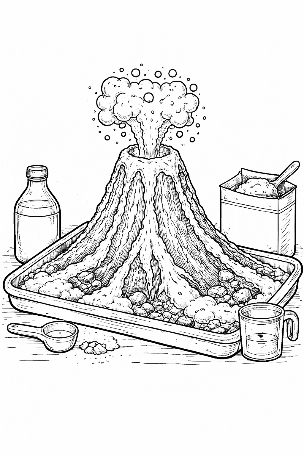 Vulcão caseiro para colorir