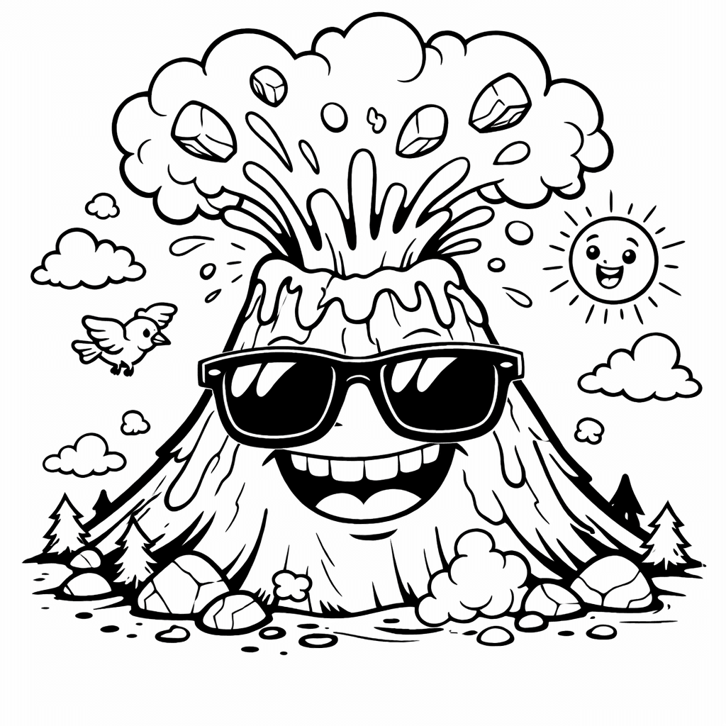 Vulcão de óculos para colorir