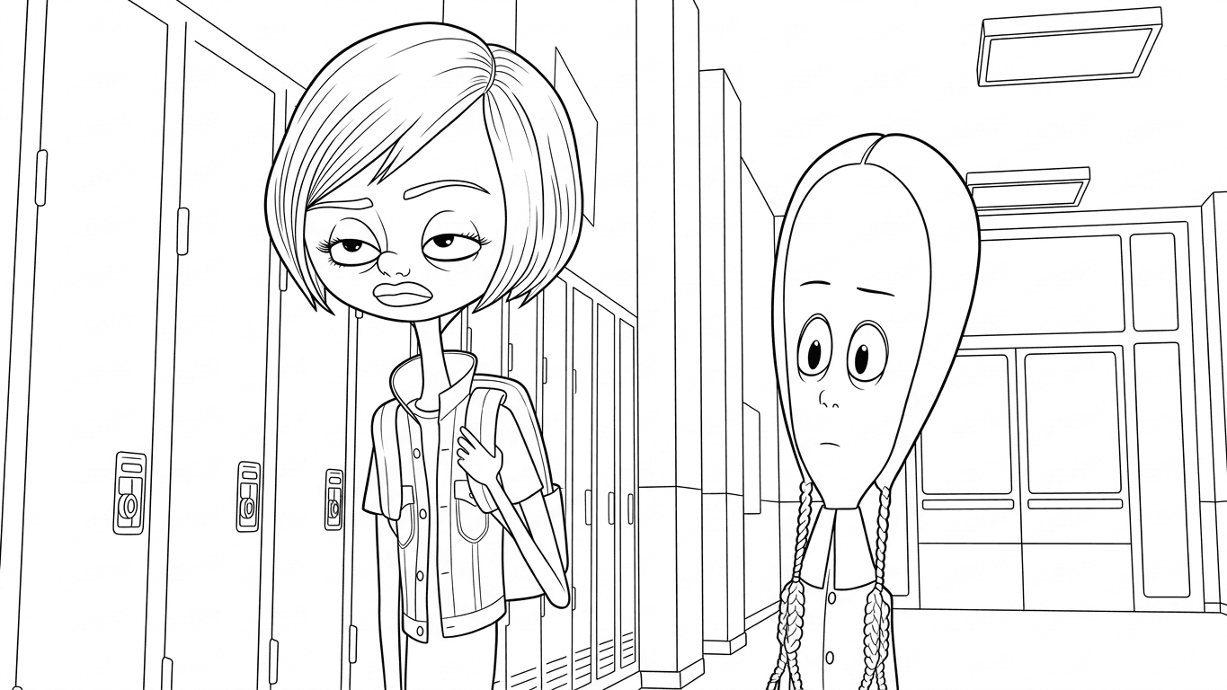 Wandinha na escola para colorir