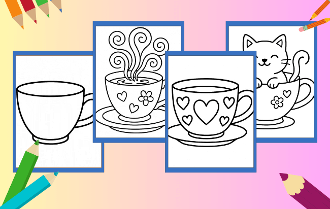 Desenhos de xícara para colorir