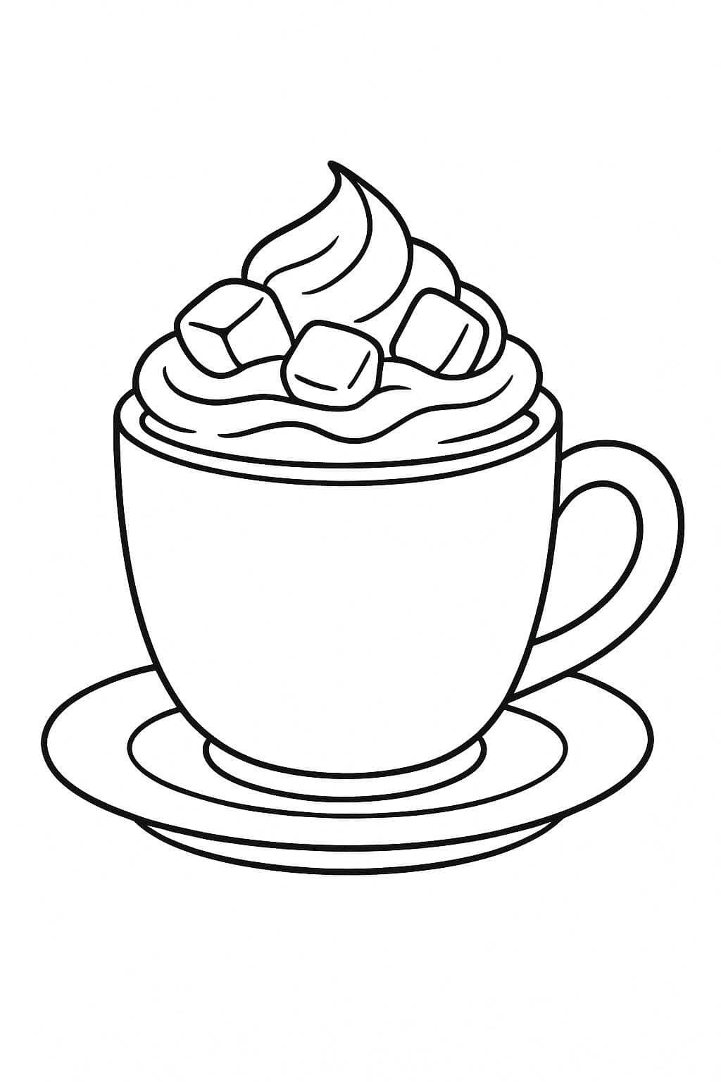 Xícara de chocolate quente para colorir