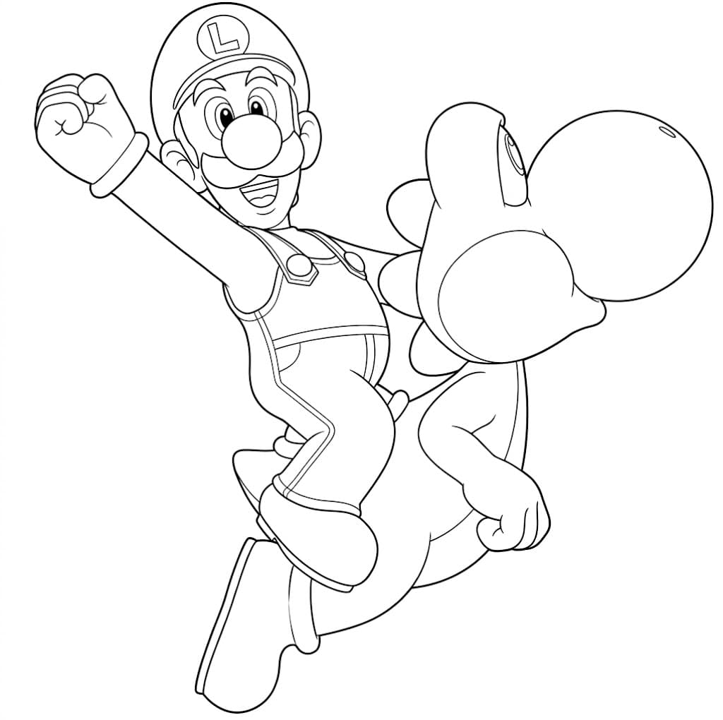 Luigi e Yoshi amarelo para colorir