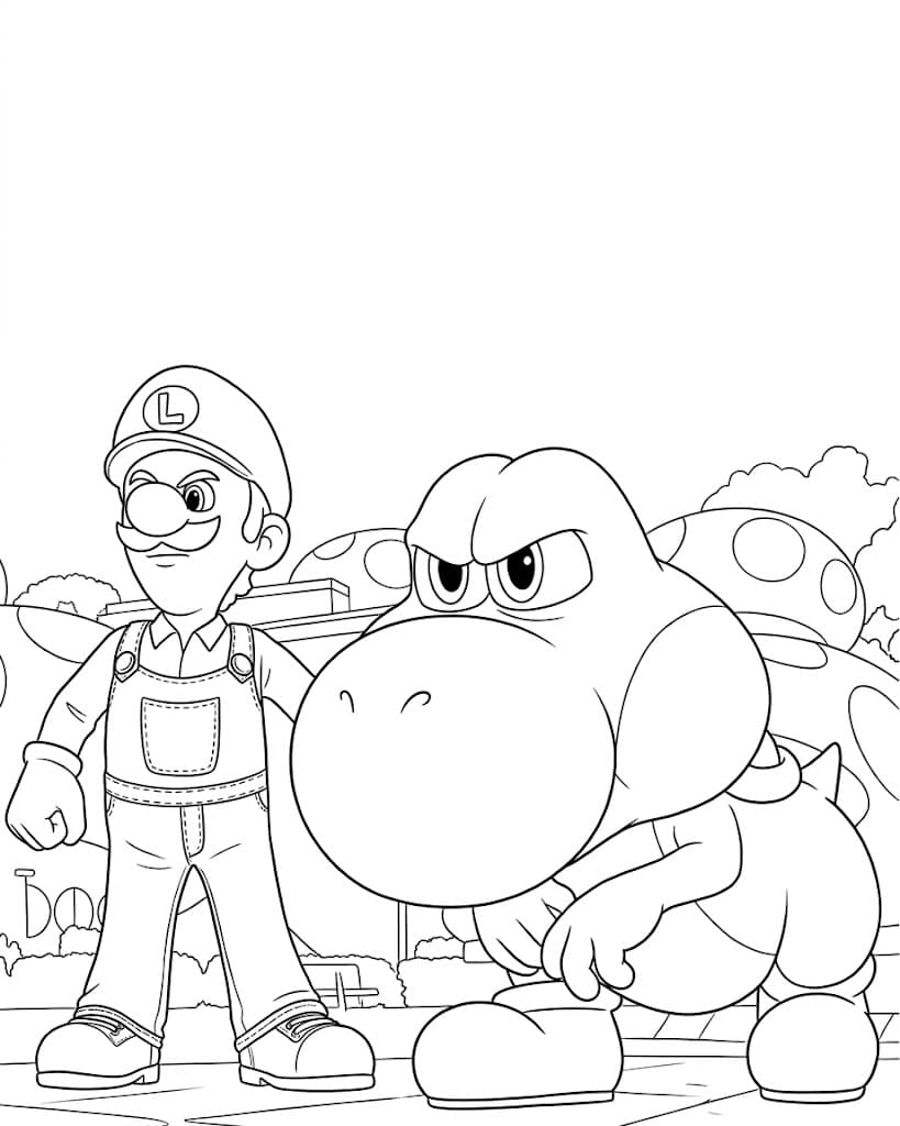 Luigi e Yoshi para colorir