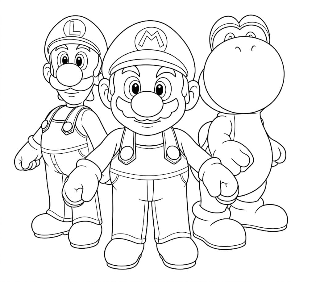 Mario, Luigi e Yoshi para colorir
