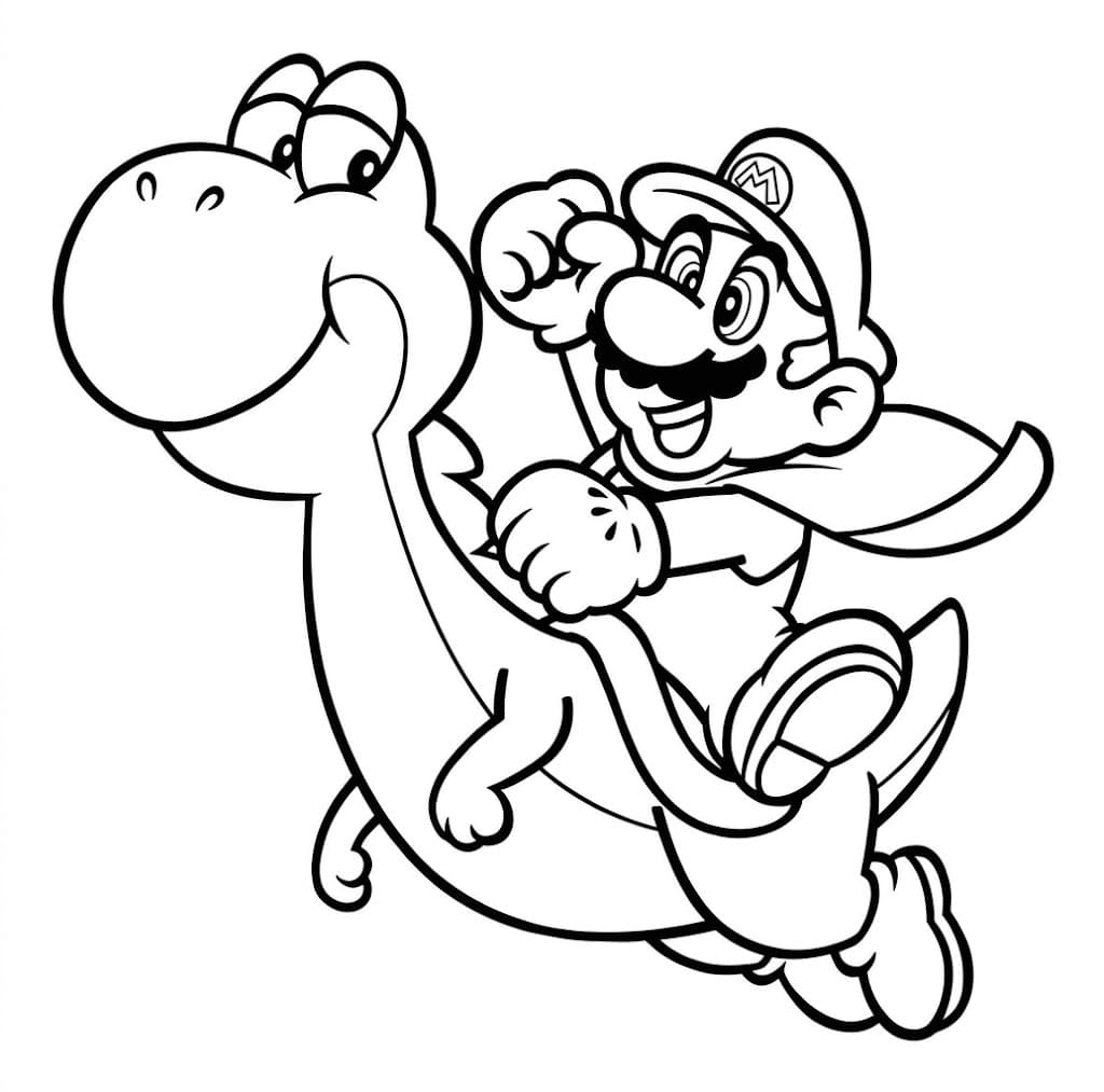 Super Mario e Yoshi para colorir