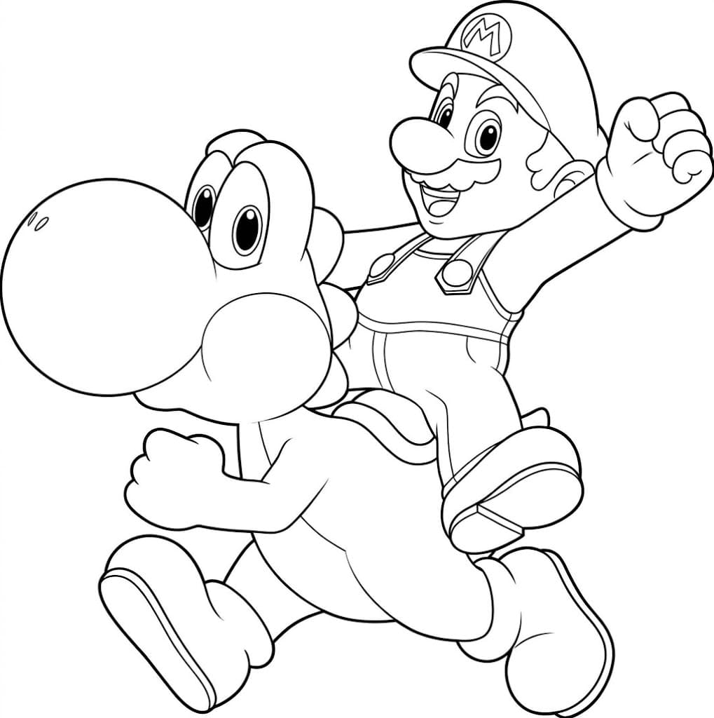 Yoshi e Mario para colorir