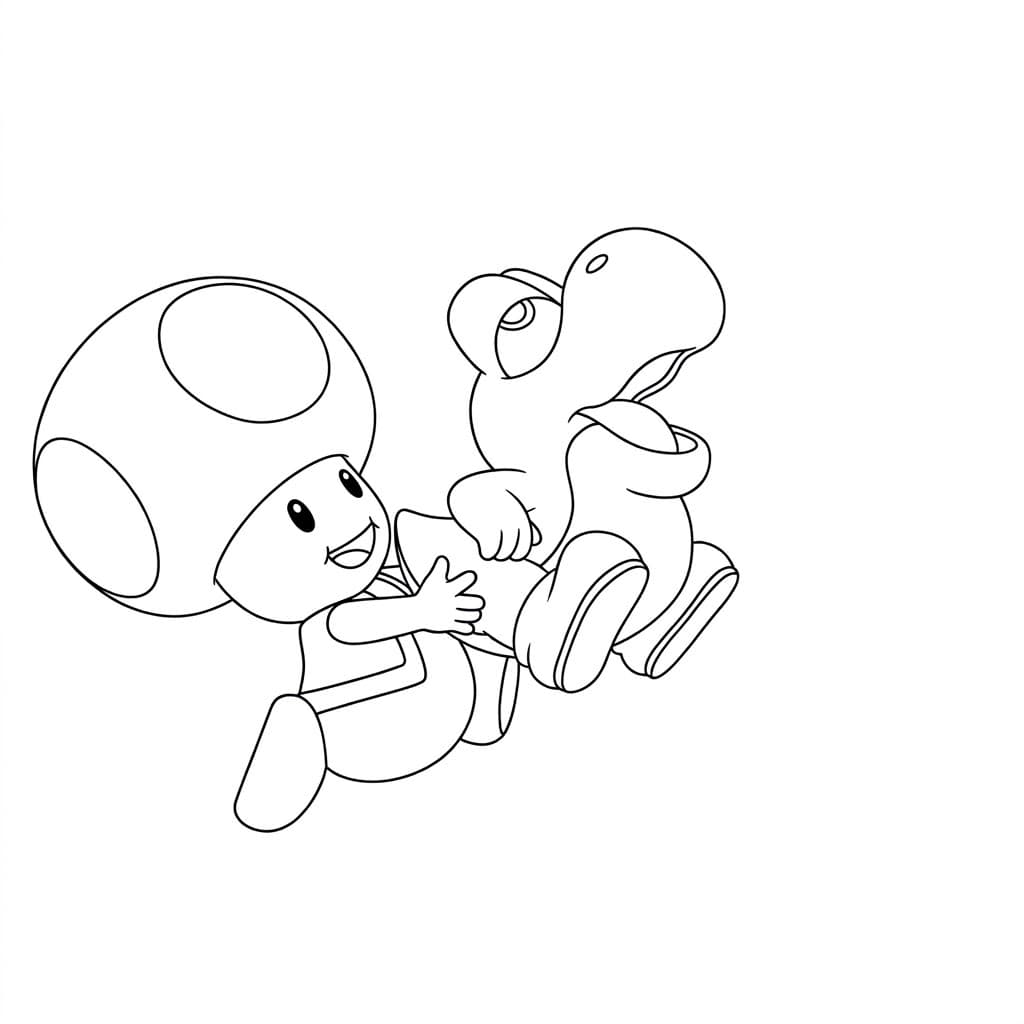 Yoshi e Toad para colorir