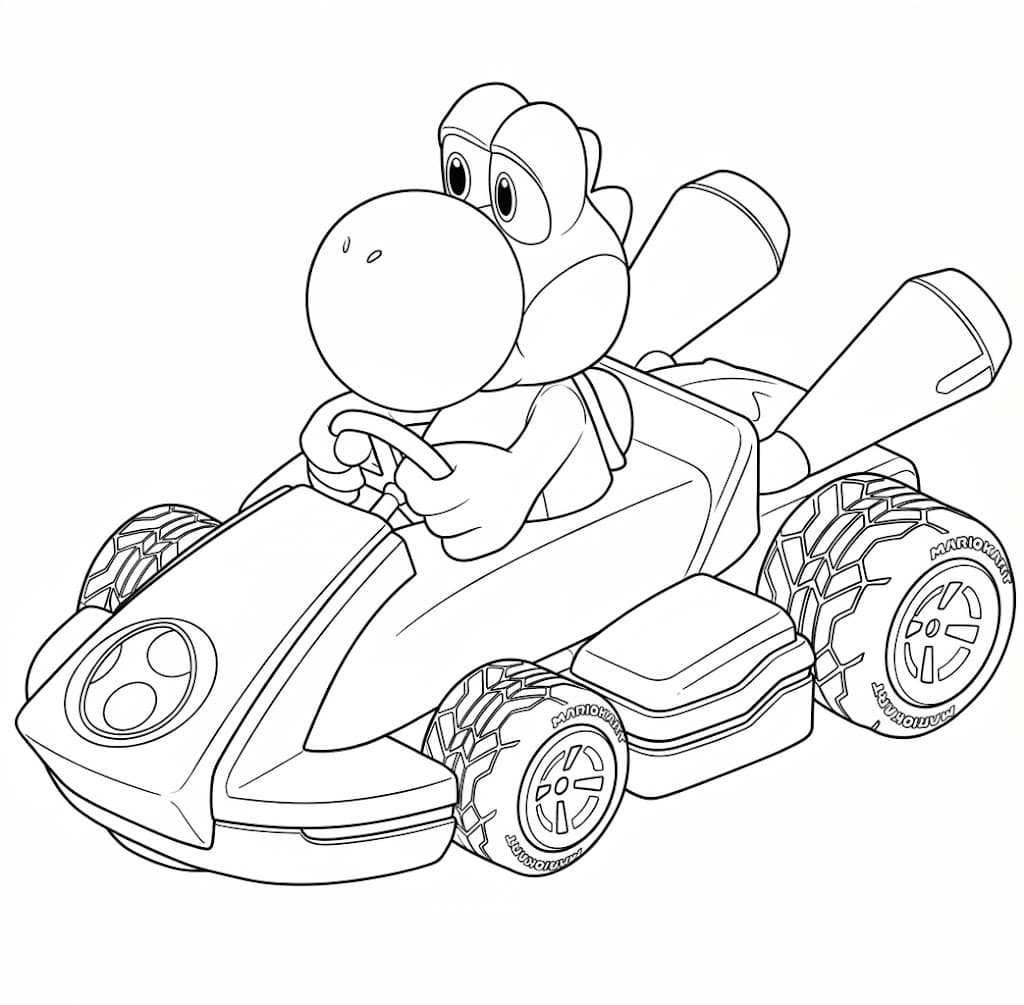 Yoshi no Mario Kart para colorir