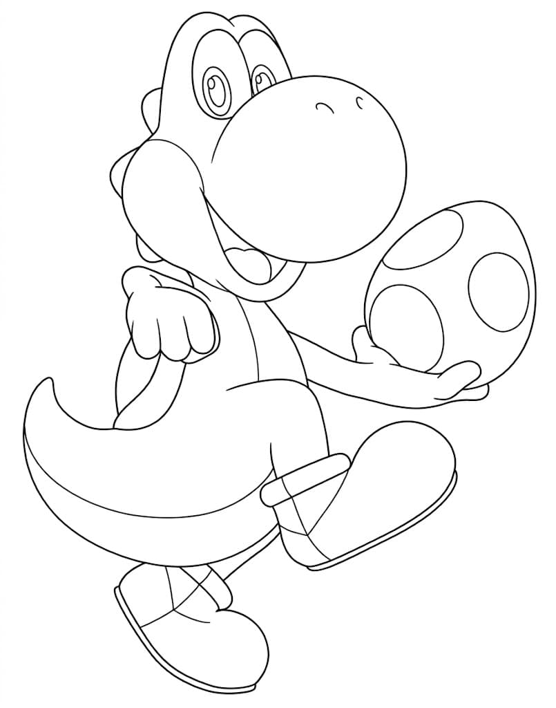 Yoshi segurando ovo para colorir