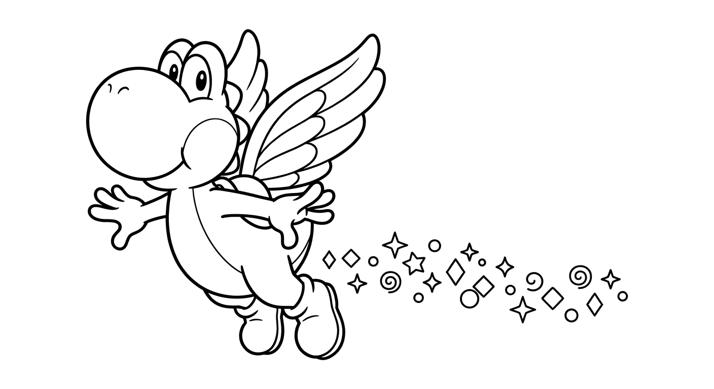 Yoshi voando para colorir