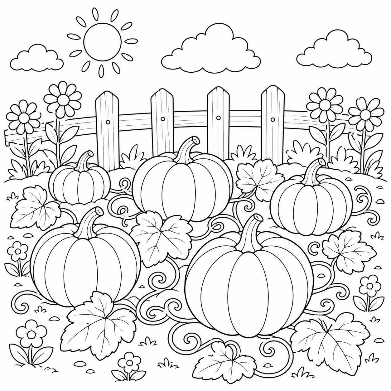 Aboboras na horta para colorir para colorir