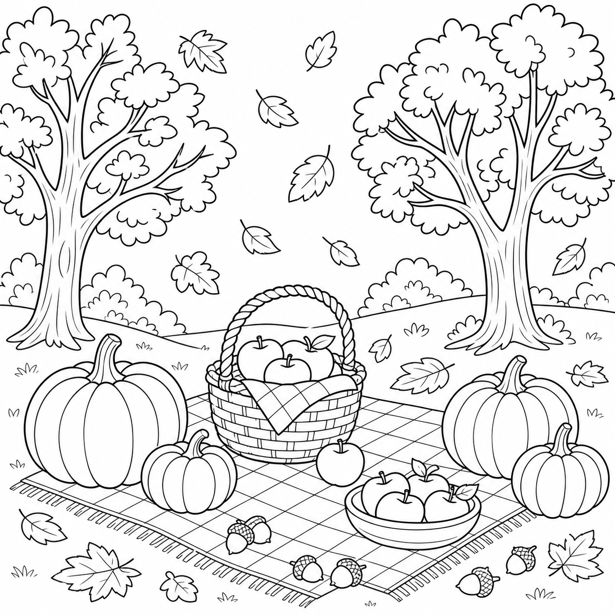 Piquenique com aboboras para colorir para colorir