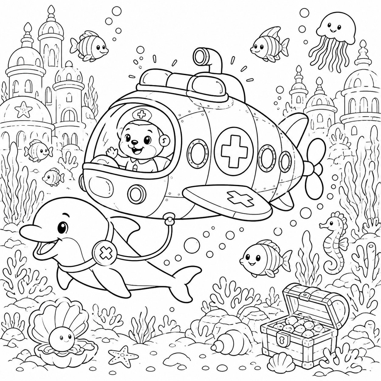 Ambulancia submarina para colorir para colorir