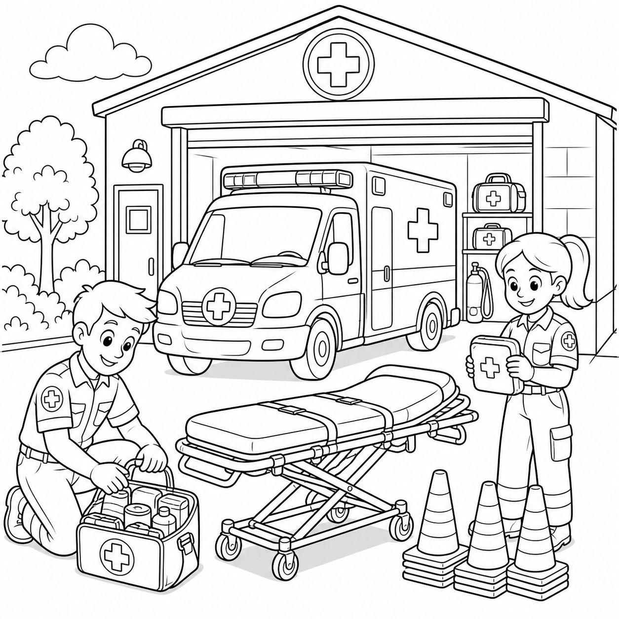 Equipe da ambulancia para colorir para colorir