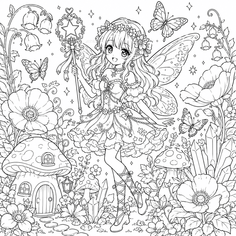 Fada anime para colorir para colorir