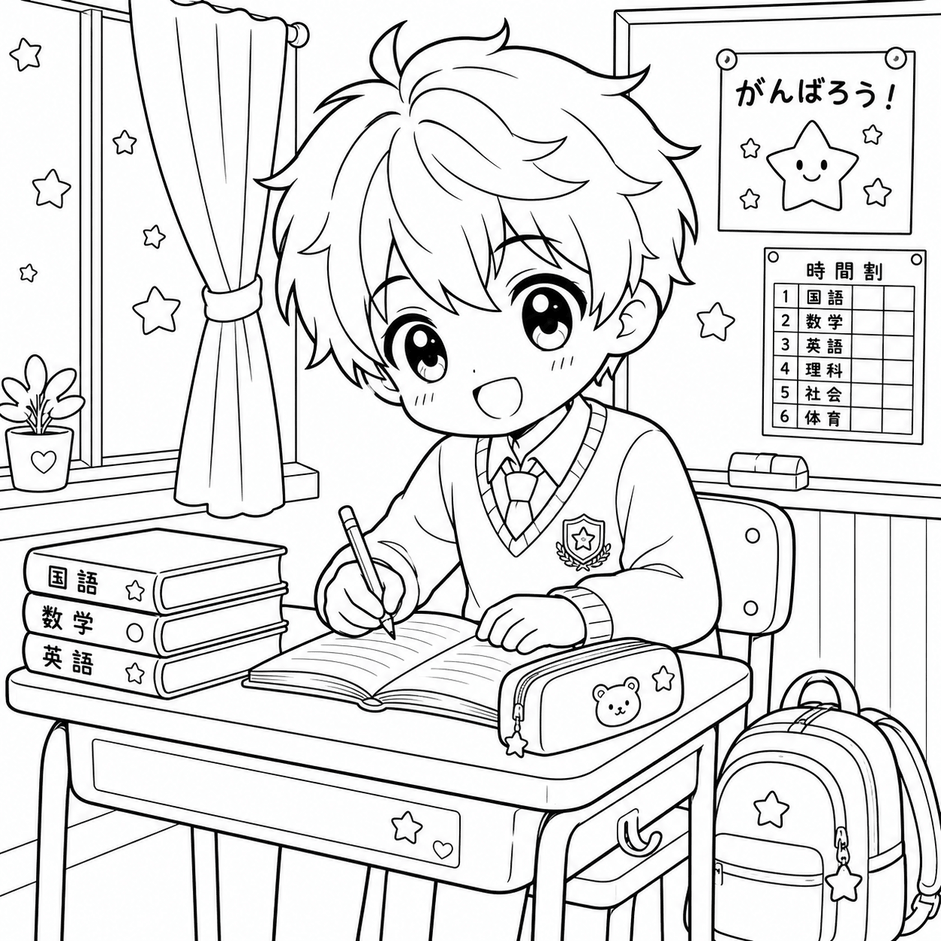Menino kawaii anime para colorir para colorir