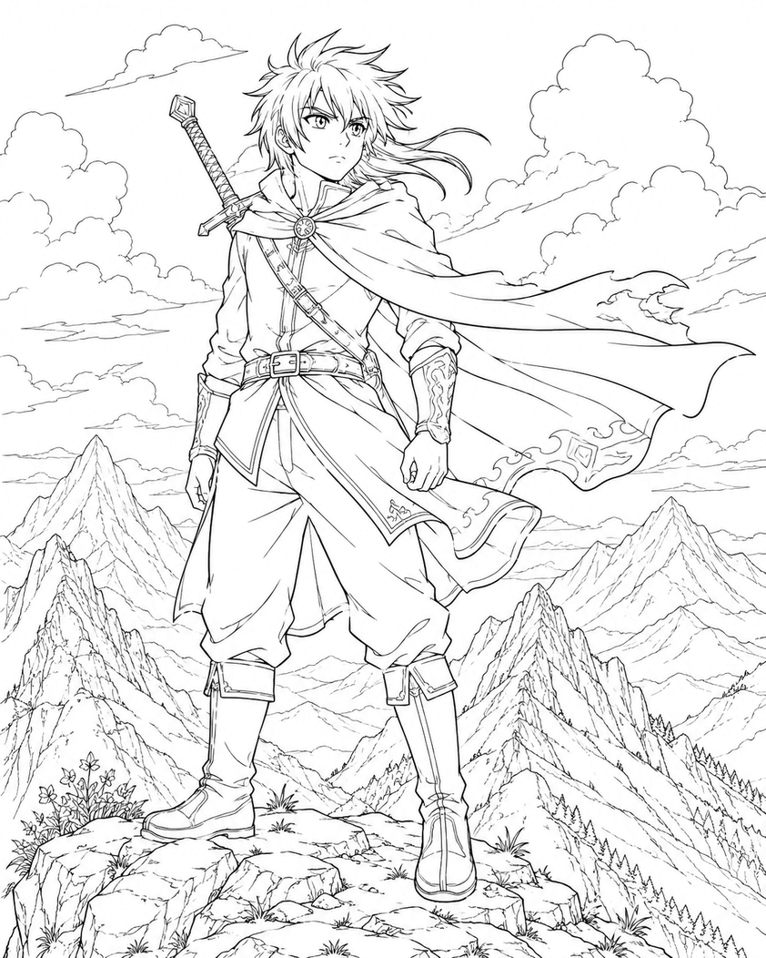 Samurai anime para colorir para colorir