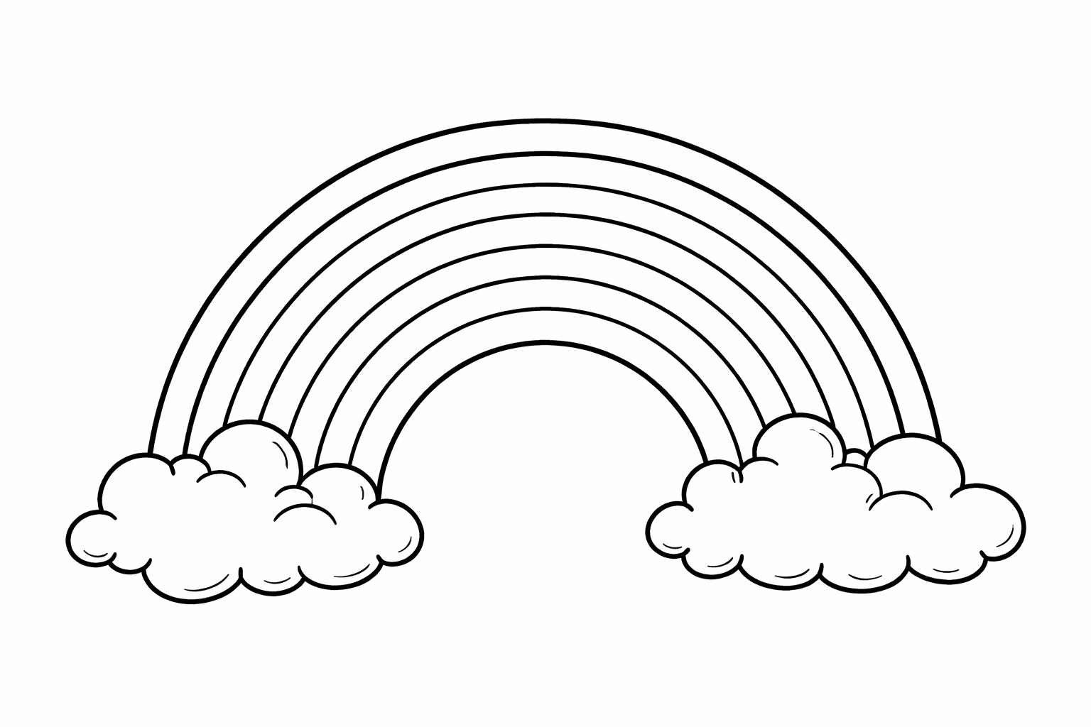 Arco iris 7 cores e nuvens para colorir para colorir
