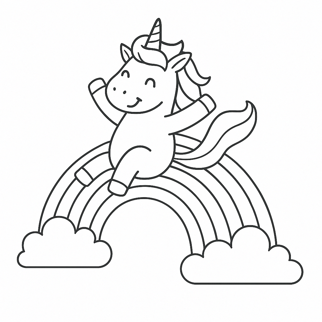 Arco iris unicornio para colorir para colorir