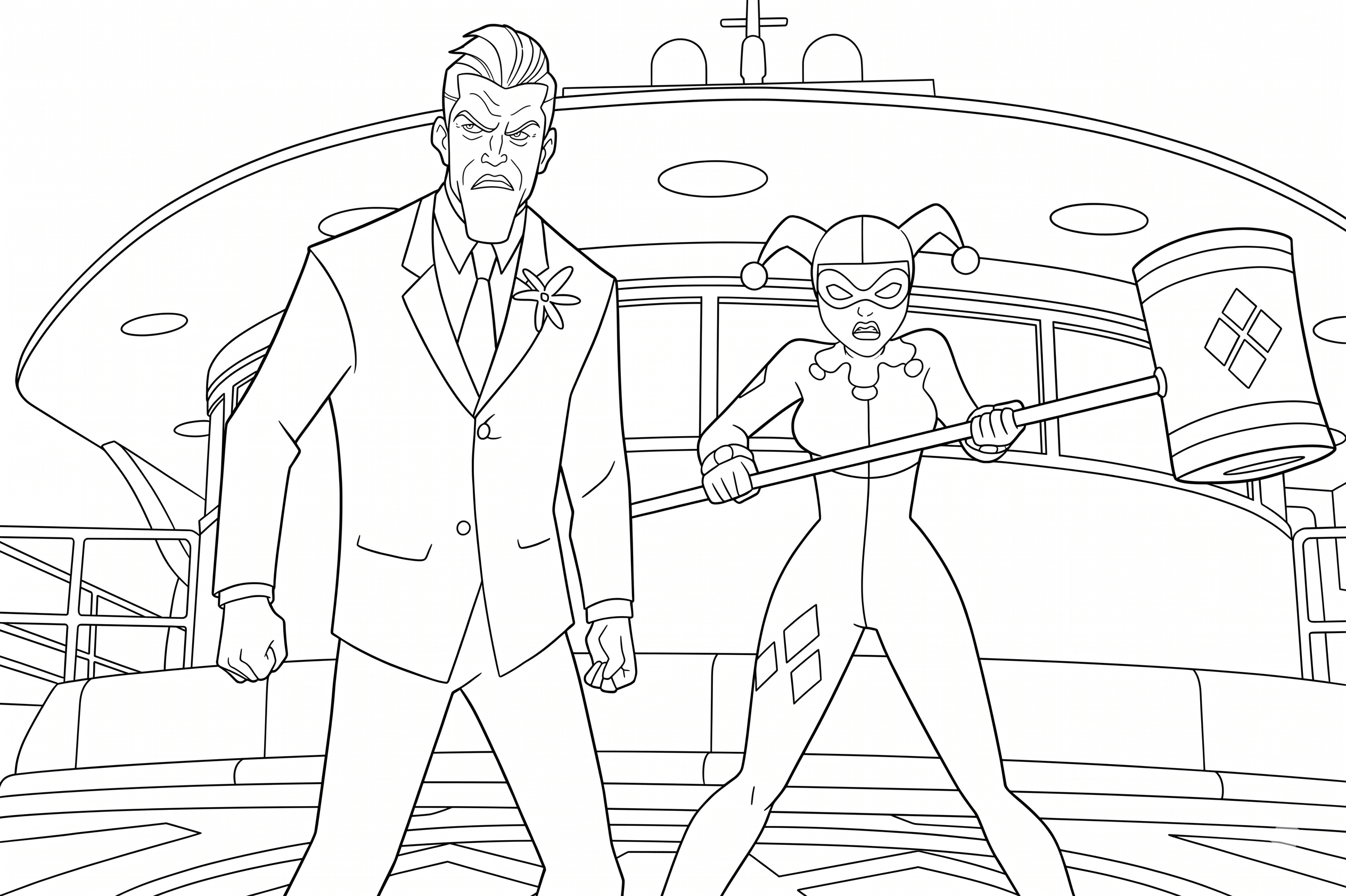 Arlequina e coringa para colorir para colorir