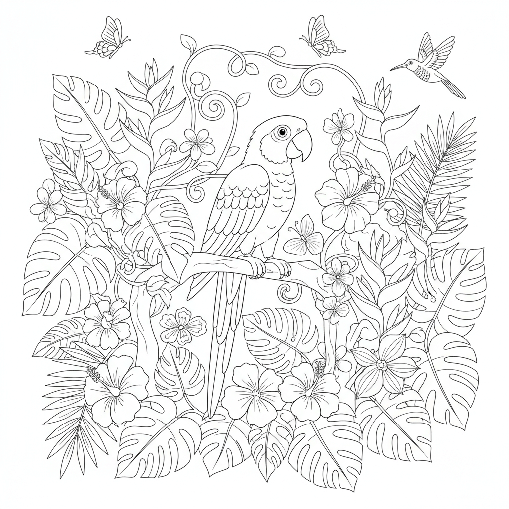 Papagaio na natureza para colorir para colorir