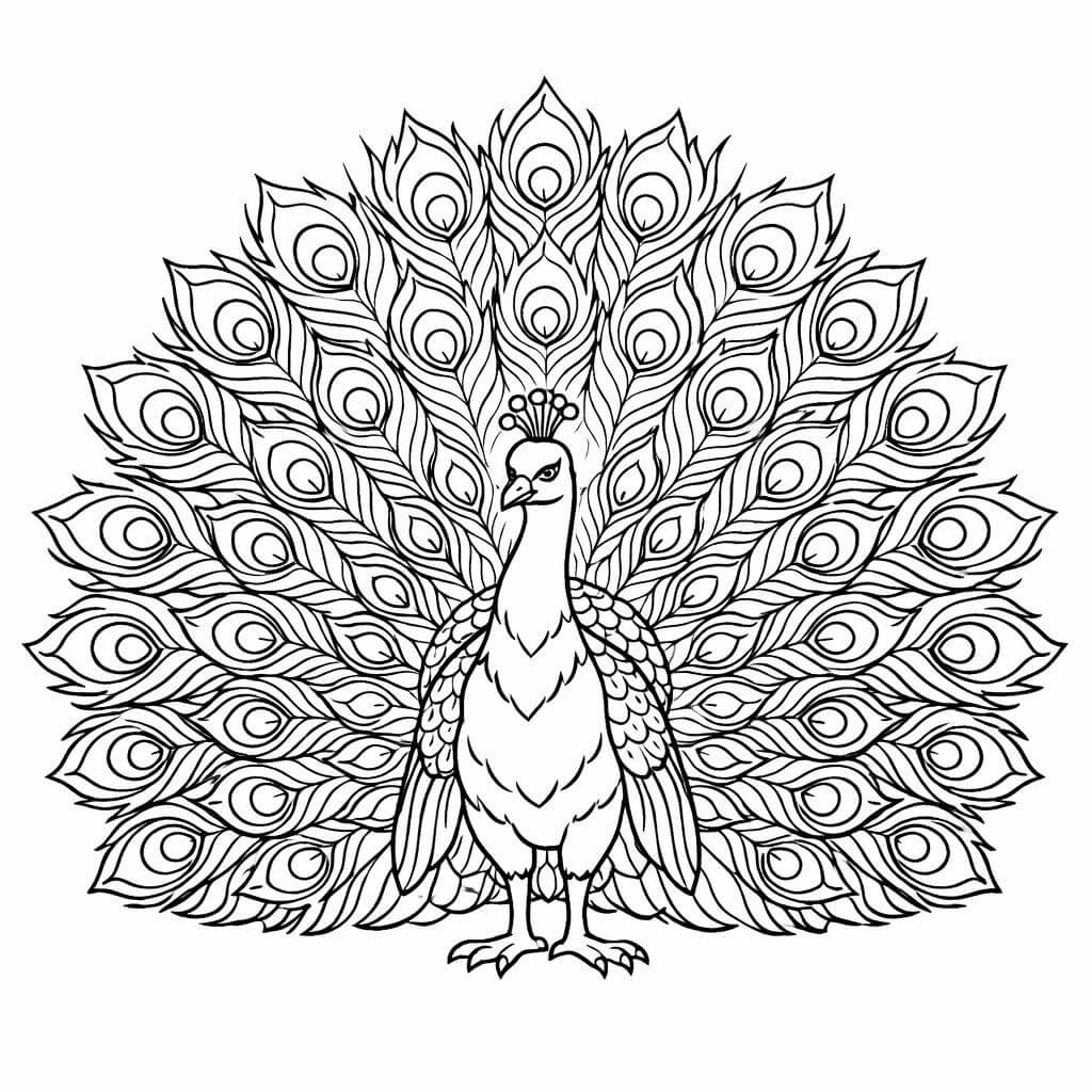 Pavao cauda aberta para colorir para colorir