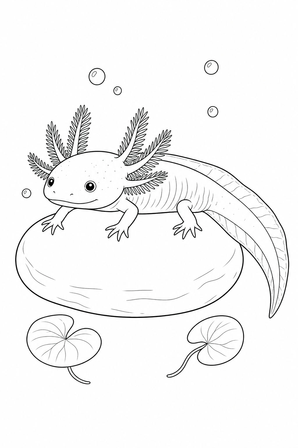 Axolote em uma pedra para colorir para colorir