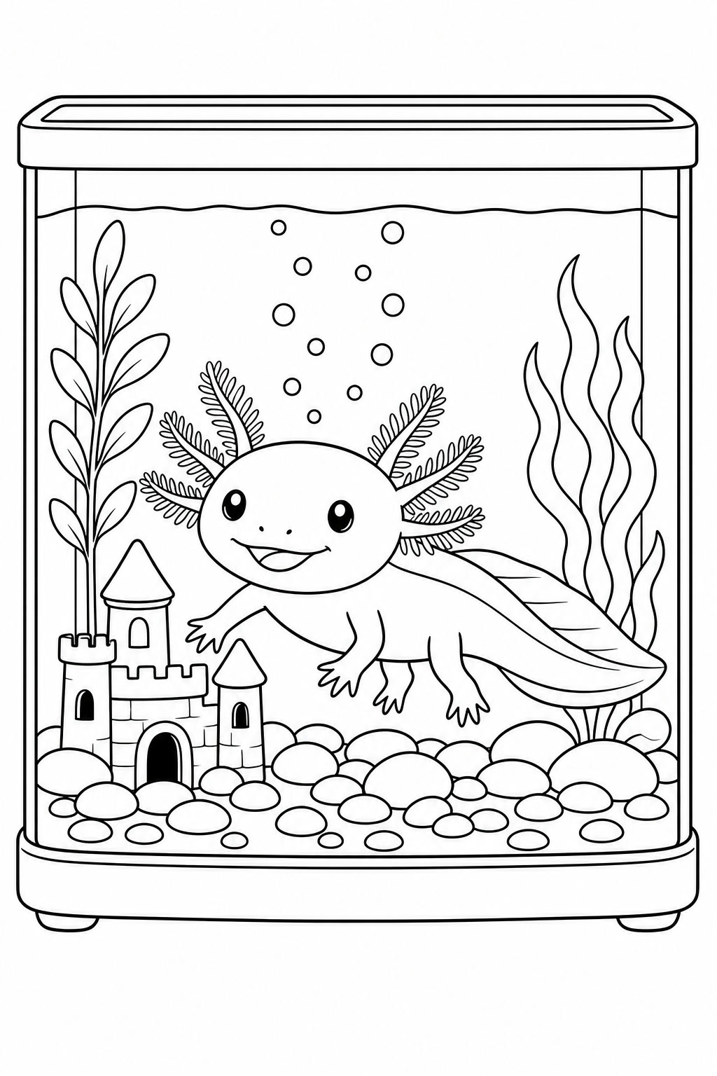 Axolote no aquario para colorir para colorir
