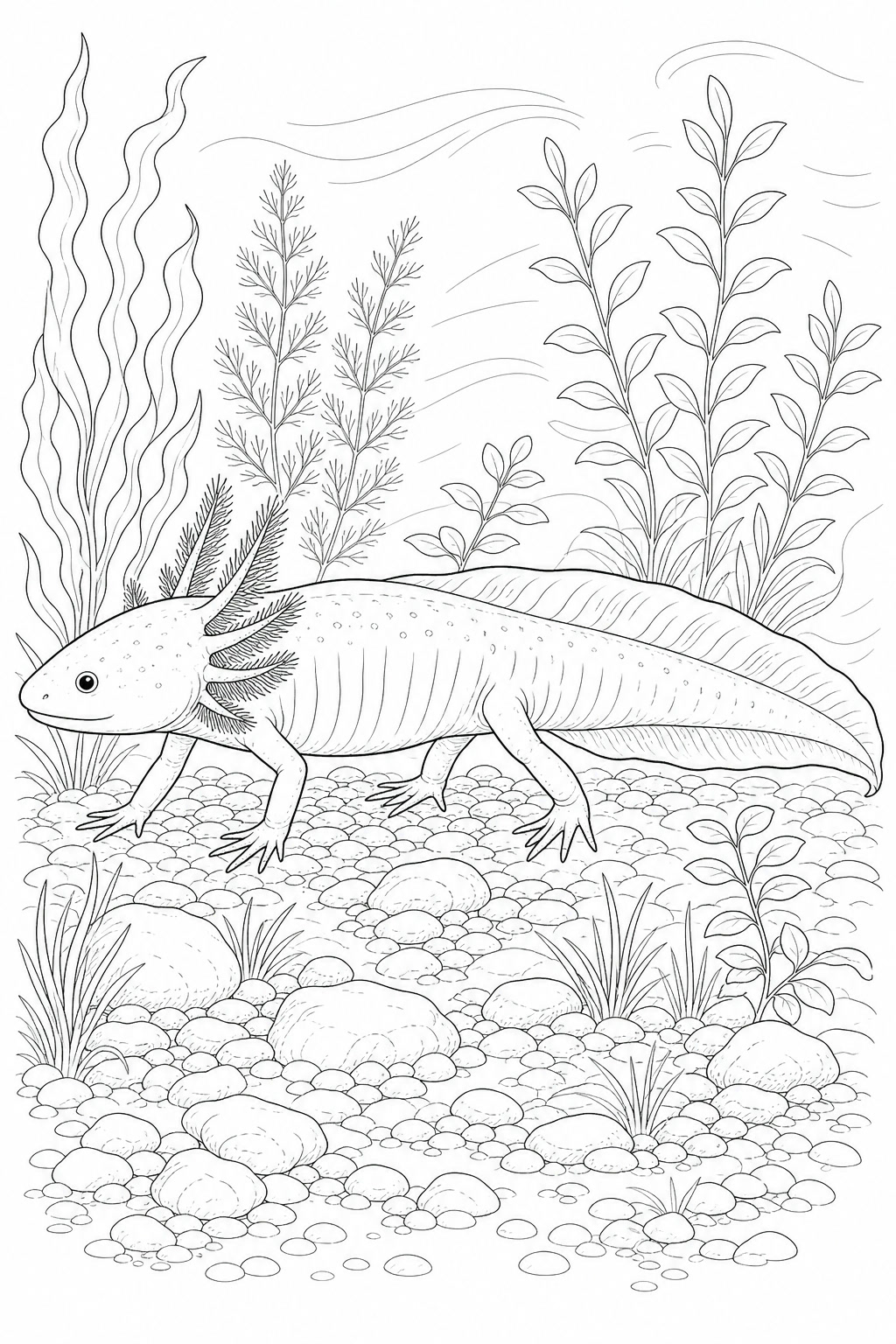 Axolote realista para colorir para colorir