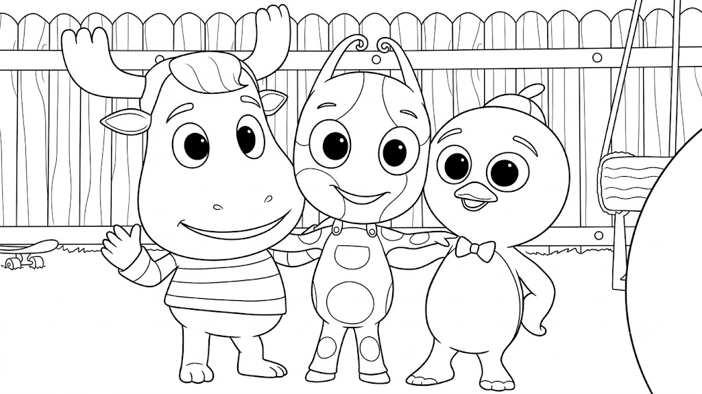 Backyardigans tyrone uniqua pablo para colorir para colorir