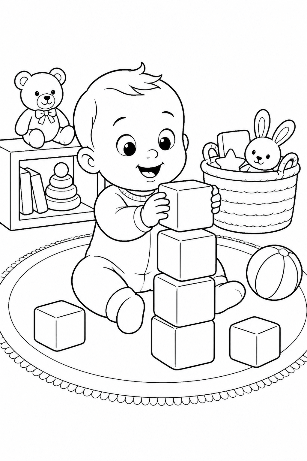Bebe brincando com blocos para colorir para colorir