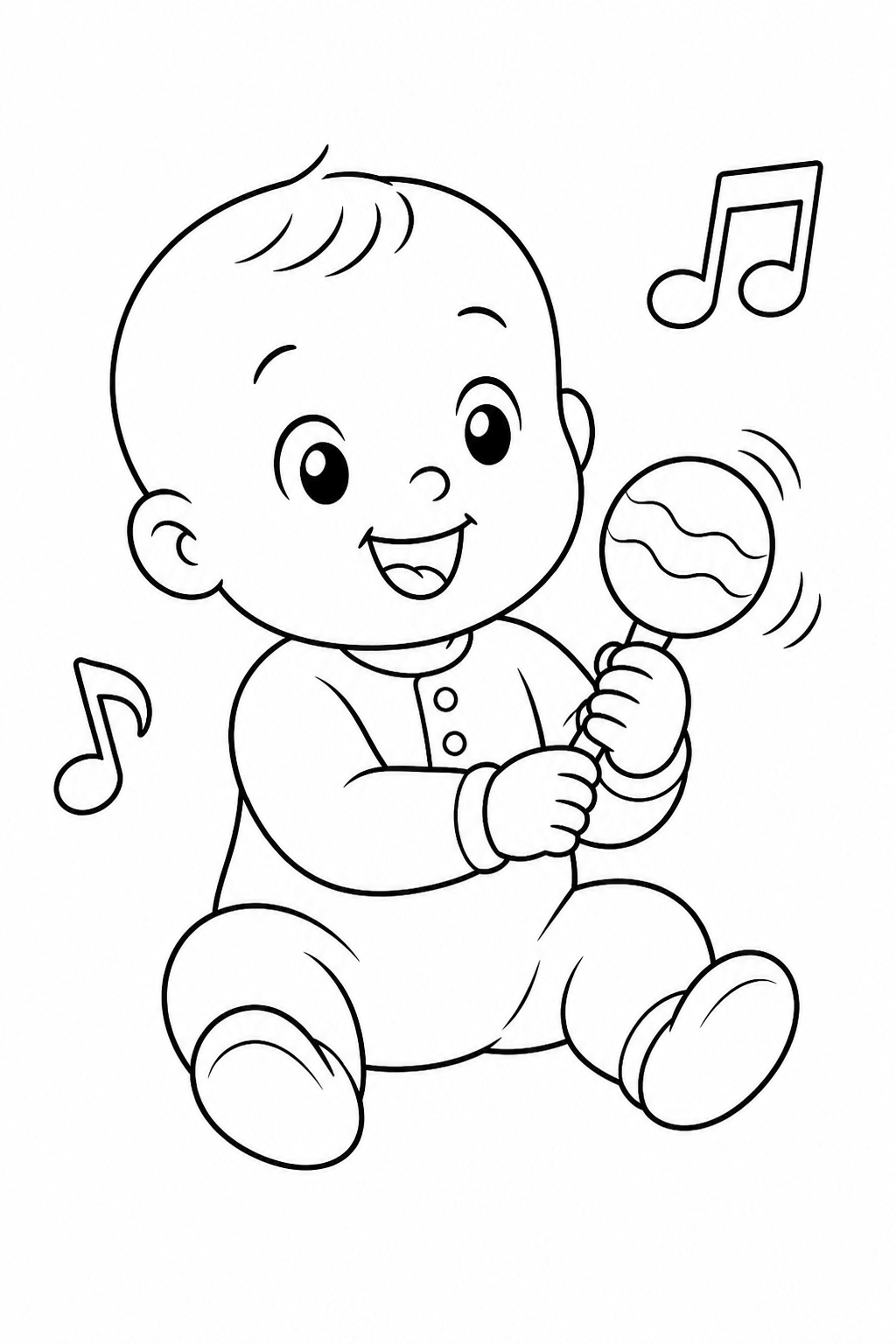 Bebe com chocalho para colorir para colorir