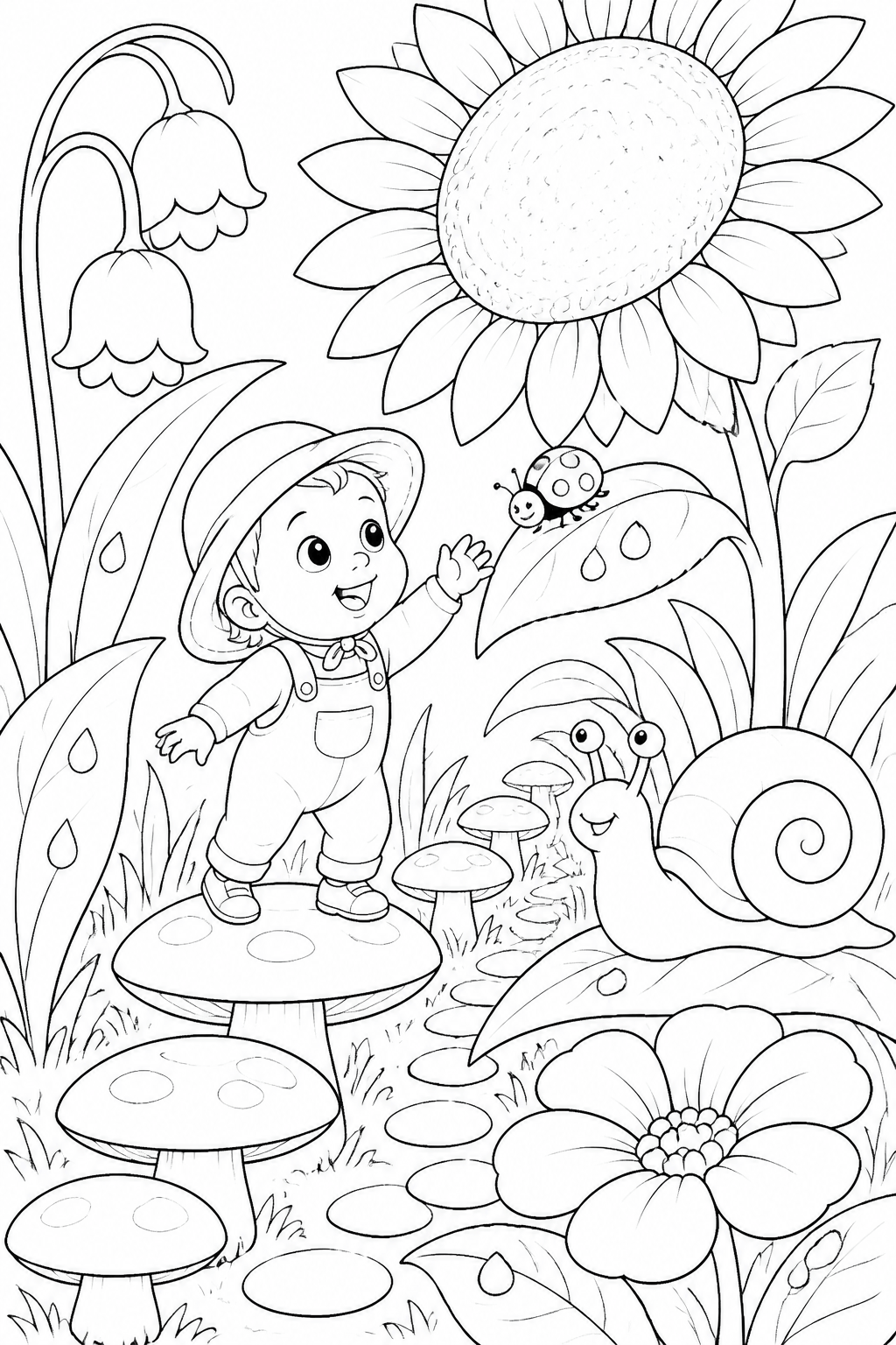 Bebe no jardim gigante para colorir para colorir