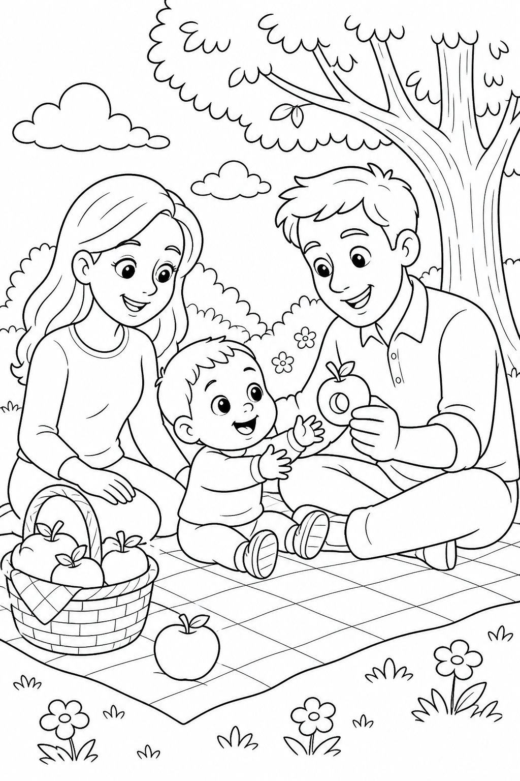 Bebe no piquenique para colorir para colorir