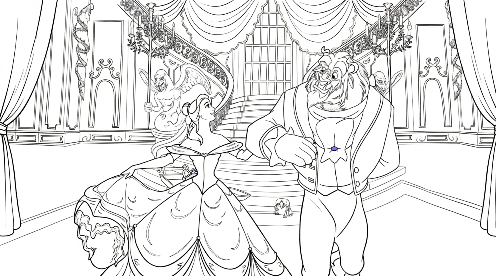 Bela e a fera para colorir para colorir