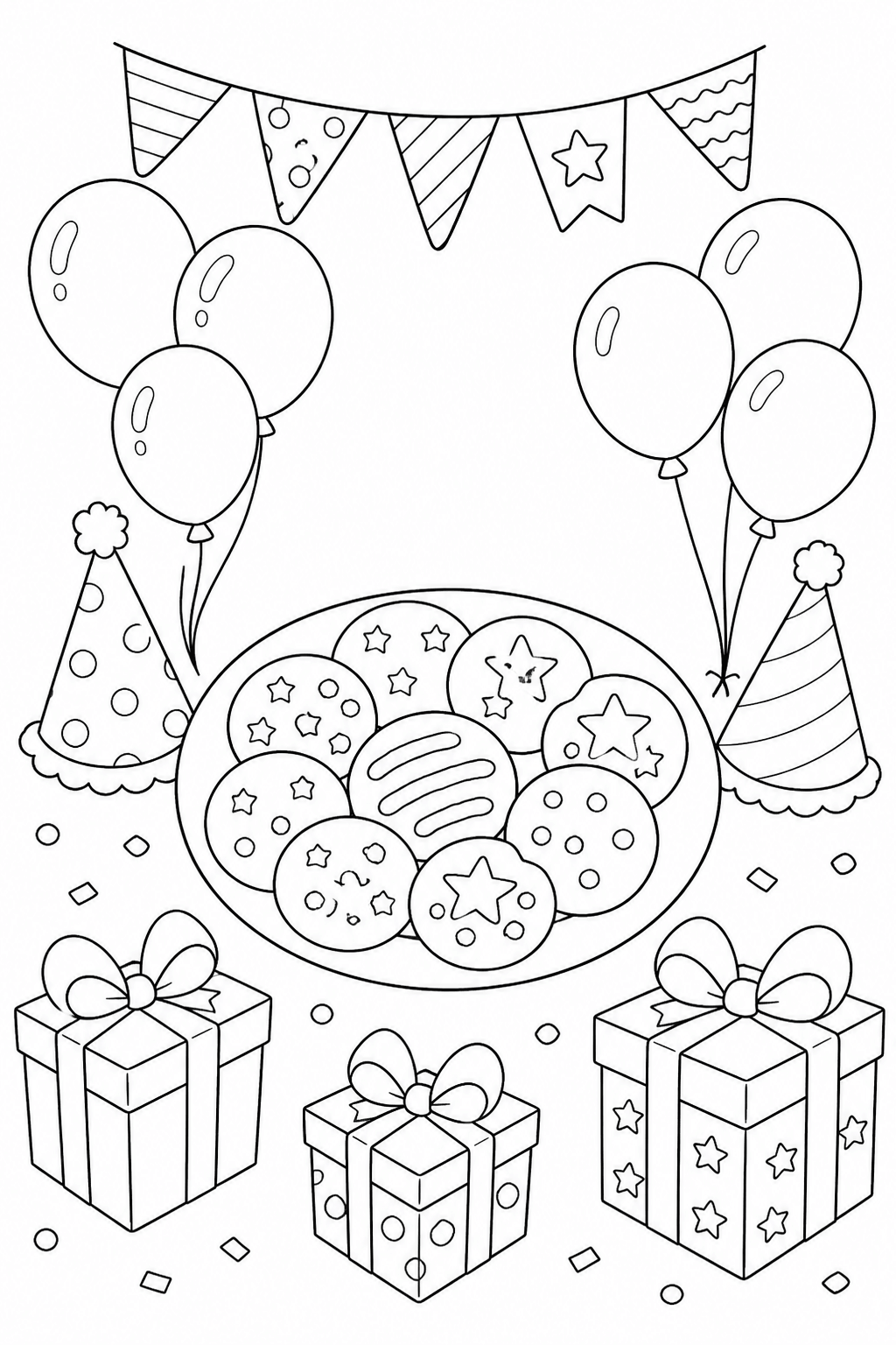 Biscoitos na festa infantil para colorir para colorir
