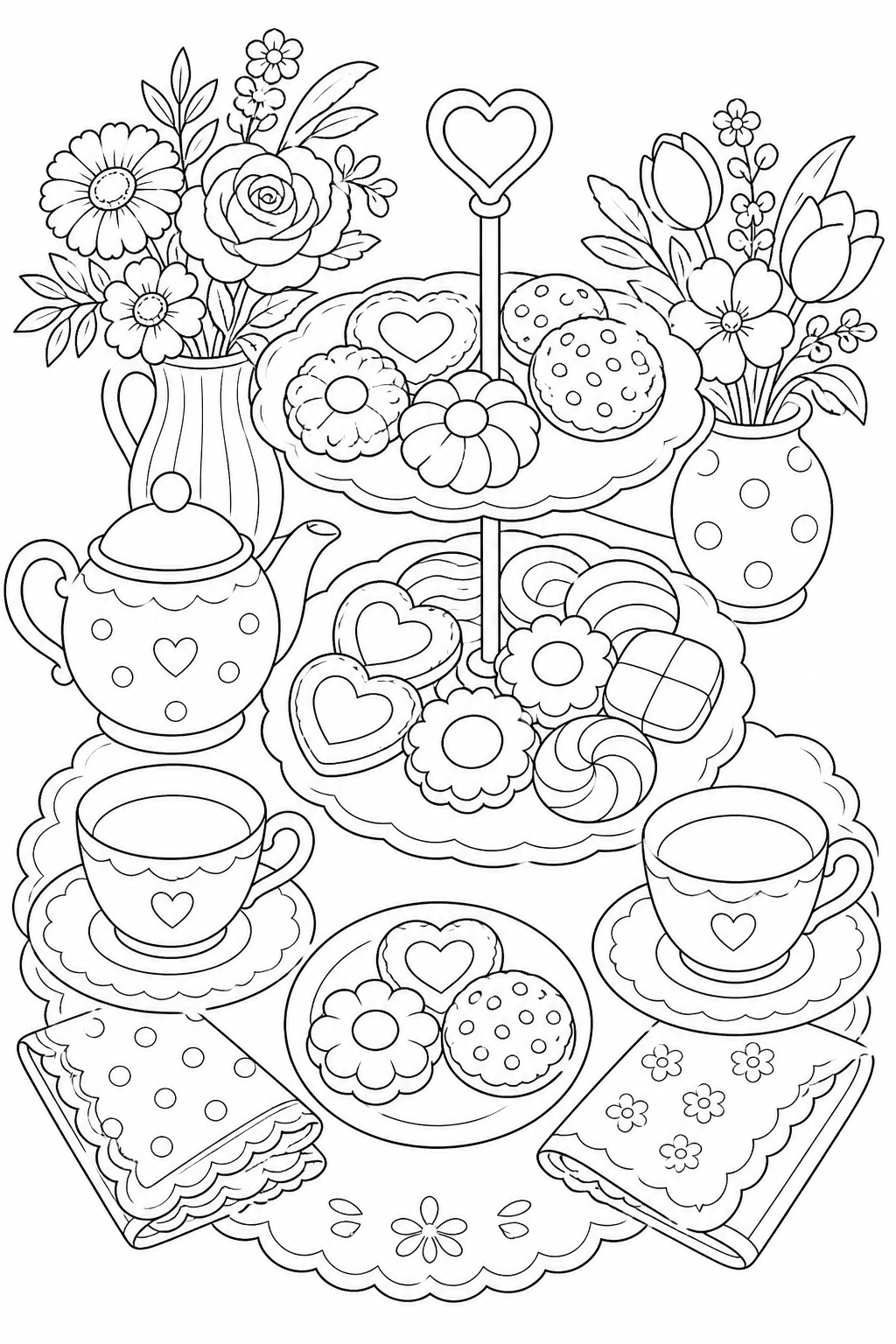 Biscoitos no cha da tarde para colorir para colorir