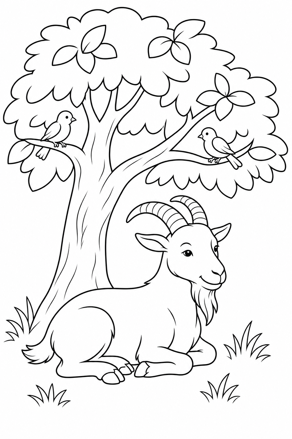 Bode debaixo da arvore para colorir para colorir