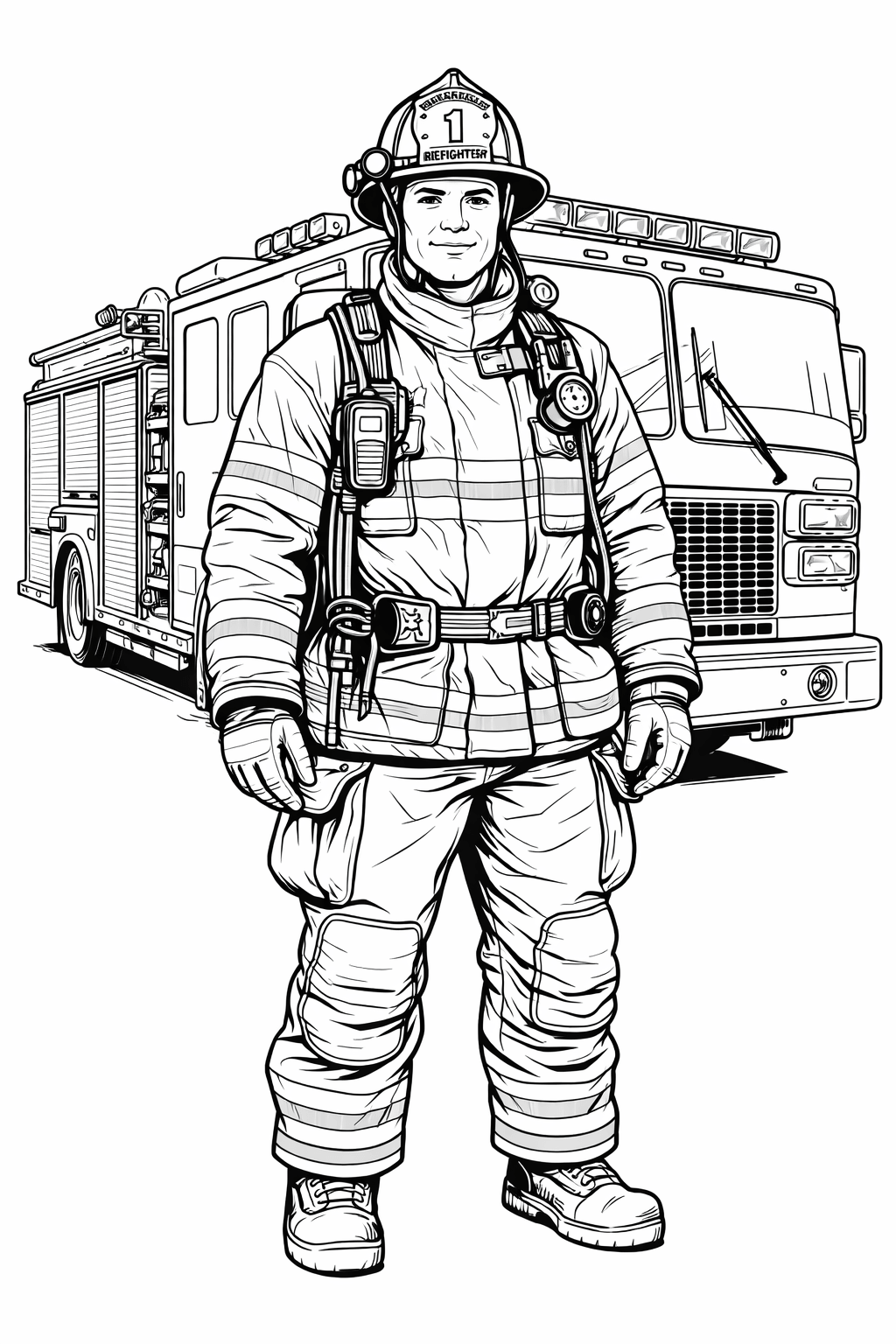 Bombeiro realista para colorir para colorir