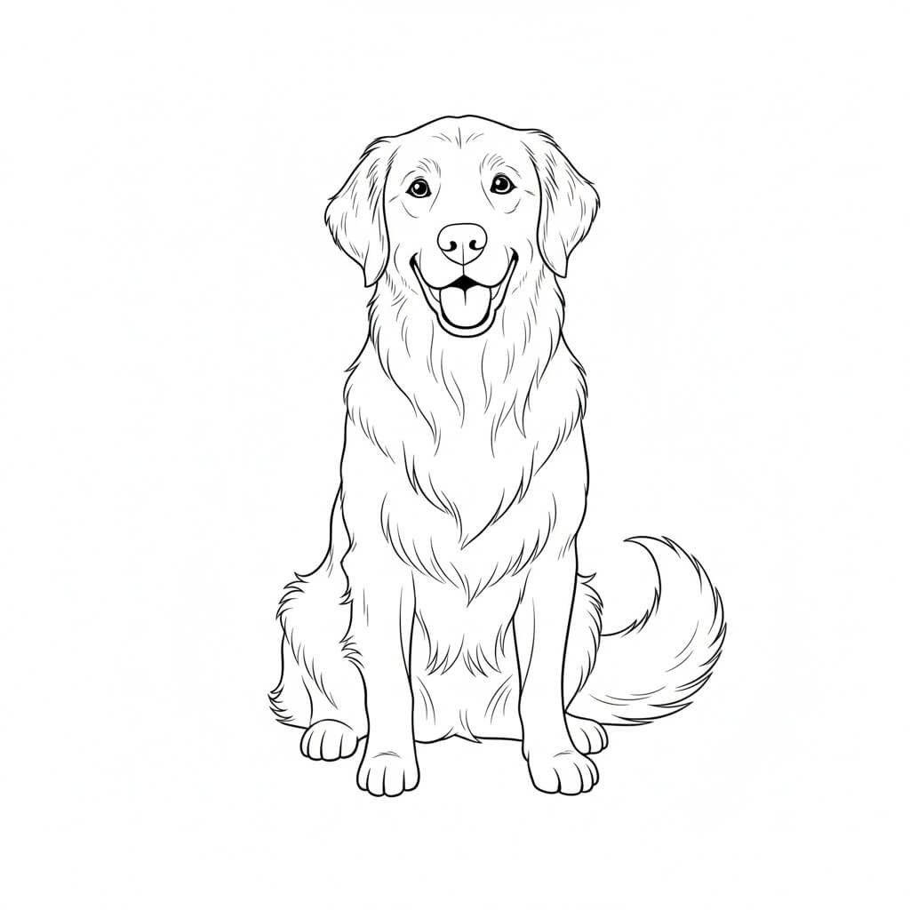 Cachorro golden retriever para colorir para colorir